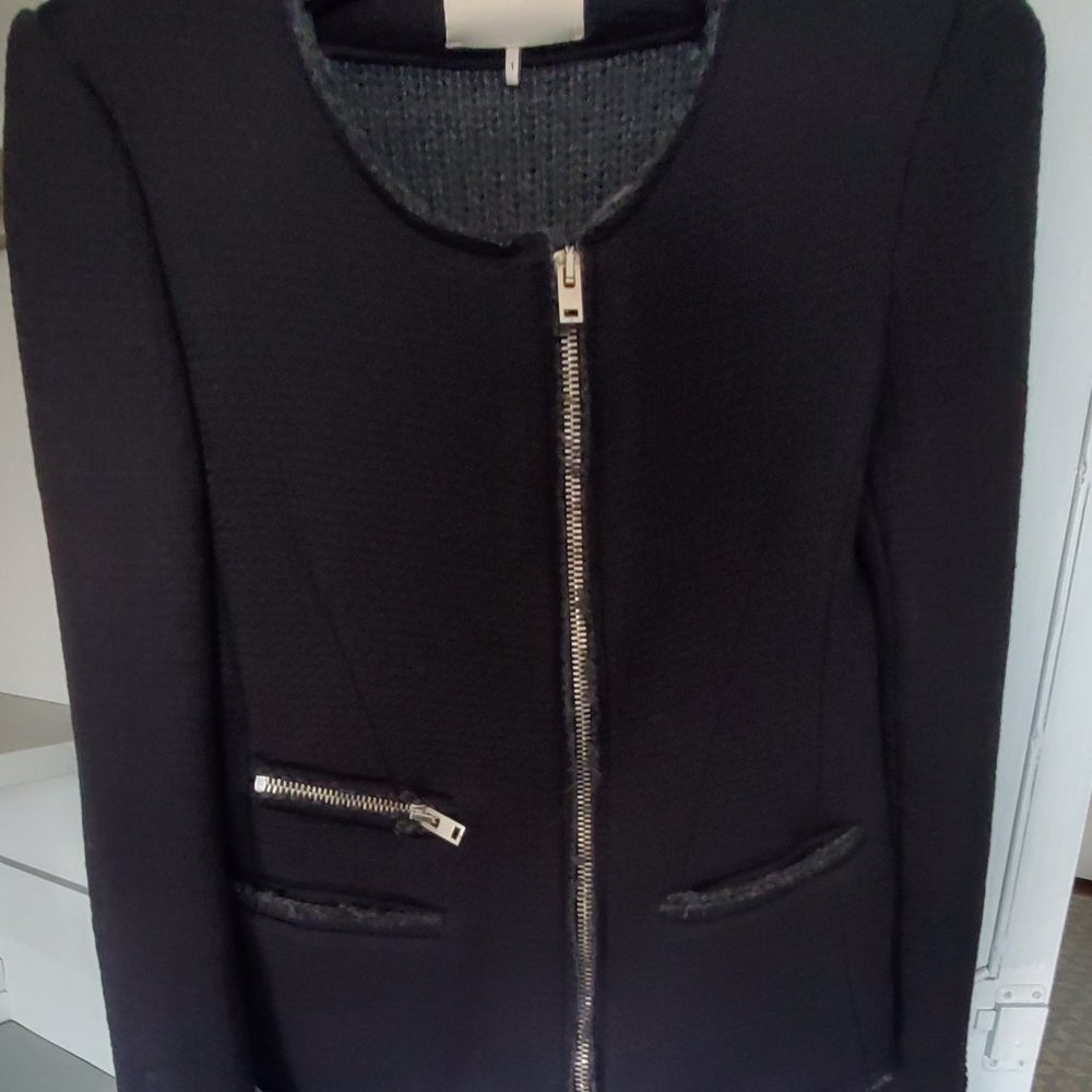 Iro classic black wool zip front jacket